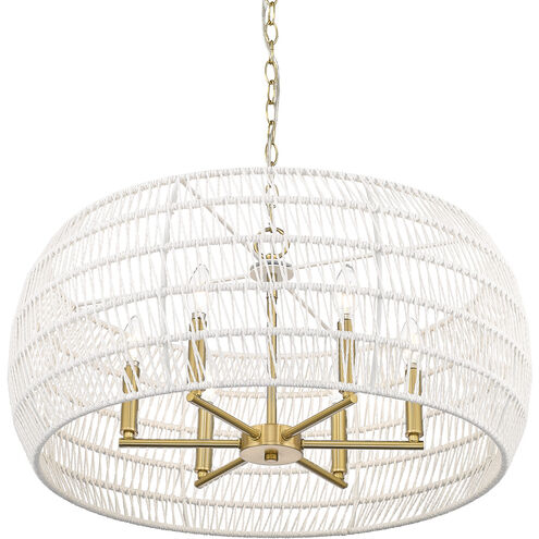 Ellie 6 Light 27.13 inch Modern Brushed Gold Chandelier Ceiling Light